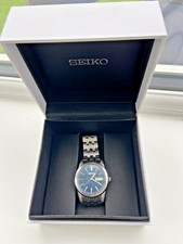 Seiko 7N43-0AM0 mens quartz watch stainless steel dark blue dial 36mm day & date