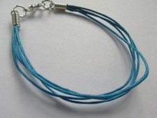 2 Turquoise Blue Waxed Cotton Cord - 4 String Bare Bracelet For Jewellery Design