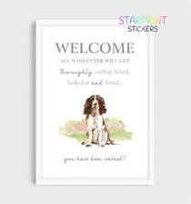 English Springer Spaniel "Welcome" Unframed A4 Picture/Print, Fun Dog Gift