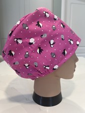 Pink Penguins Christmas/Xmas theatre scrub hat/cap - gift, nurse, surgeon, ODP
