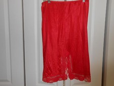 RED SLIP WITH LACE TRIM