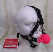 Ball Gag Dribble Harness with Nose Hook PINK, BDSM, Bondage, Unisex,