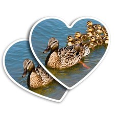 2x Vertical Vinyl Sticker Mallard Duck & Ducklings Baby Bird Cute #51406