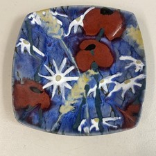 Dartington Pottery “Hay Meadow”Square Plate dish flowers signed
