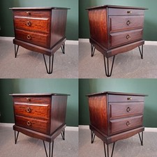 Vintage Stag Minstrel Bedside Table Cabinet Drawers 