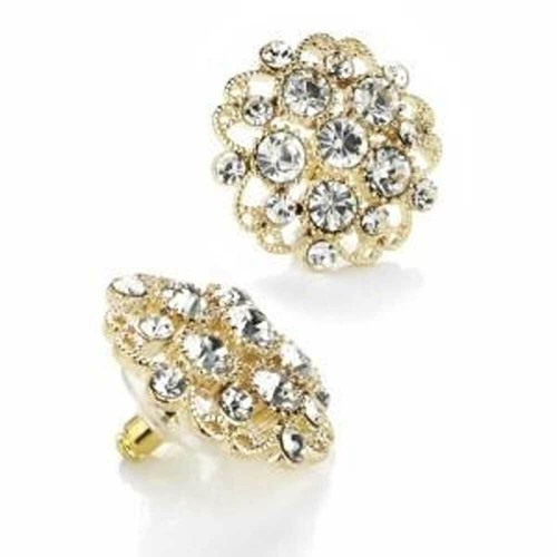 Gold crystal stud earrings - gold,