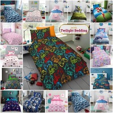 KIDS DUVET COVER SET Reversible Quilt Christmas Bedding Pillowcase Boys Girls