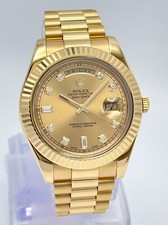 Rolex DayDate 2 41mm 218238 Yellow Gold Champagne Baguette Diamond Dial Papers