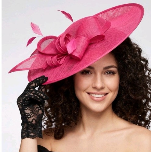 Pink sinamay wide brim - brim, disc