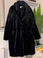 Black vintage faux fur coat size 20