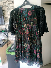 Ladies black red blue floral pleated top/blouse size 20 Next branded new