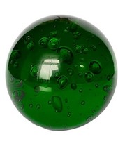 Emerald Green Glass Ball Orb Paperweight Suspended Bubbles Art Glass