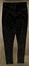 New Avon Black Velvet Animal Pattern Stretch Leggings 12-14