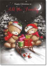 Doodlecards To All The Family Christmas Card Cute Bears at Night