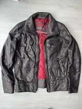 SUPERDRY TARPIT bomber LEATHER JACKET biker Dark Grey MOTORCYCLE Size XL