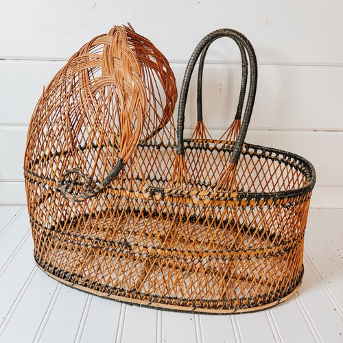 Vintage wicker doll basket - wicker,