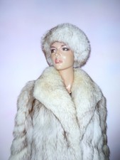Vintage Real Farmed Arctic Blue Fox Fur Cossack Hat for Coat Volpe Renard M