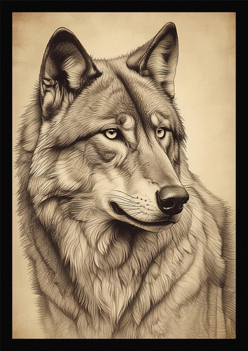 Wild wolf refined framed wall - wolf,