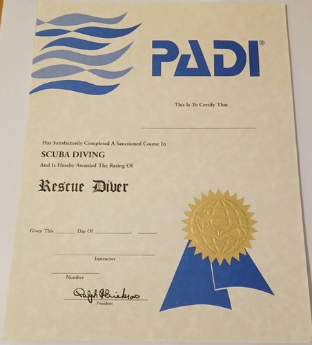 Padi rescue diver certificate - rescue,
