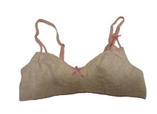Girls 30AA Pink And Grey Cotton And Elastane Bra With Adjustable Straps