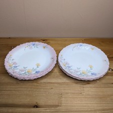 70s Vintage Side Plates Set X 8 Milk Glass Luminarc Pyrex Floral Cottagecore