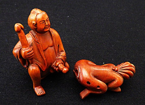 Two vintage japanese boxwood - japanese,