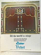 1971 Advert LISTER VELVET CURTAINS CALL SHEER LUXURY ALL THE WORLD'S A STAGE 