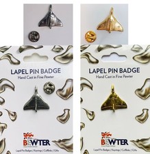 Vulcan Lapel Pin Badge. Aeroplane Aircraft Silver or Gold British Pewter  68/69