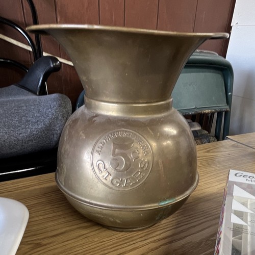 Vintage brass spittoon jar - brass,