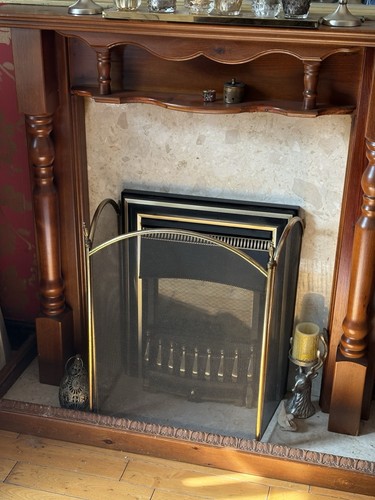 1970s retro wood fireplace - 1970s,