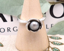 ❤️ Genuine Pandora My Wish Grey Freshwater Pearl ALE S925 Silver Ring SZ 50 ❤️