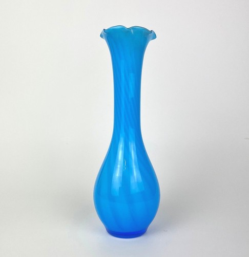 Vintage blue glass vase - blue,