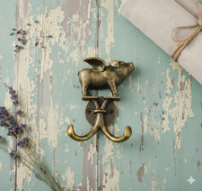 Brass Flying Pig Double Hook