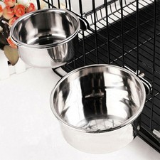 Stainless Steel Hang on Bowl Metal Feeder for Pet Dog Crate Cage Food Water Tool