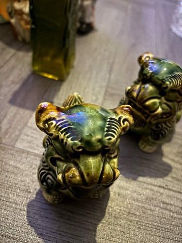 Green gold glazed ceramic - green,