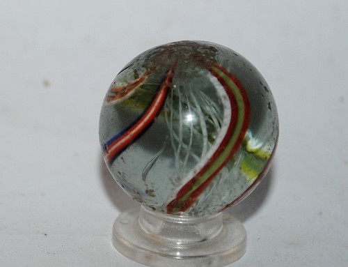 Old large glass marble with - old,
