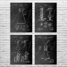 Chemistry Patent Wall Art Set of 4 Poster, Canvas or Framed Chemistry Gift