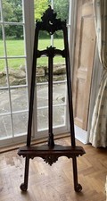 Antique 19th Century Mahogany Carved Victorian Artist Picture Frame Tripod Easel