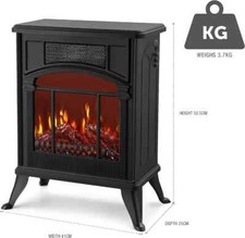 1900W Freestanding Stove Heater With Realistic Fire Flame Effect Grade A