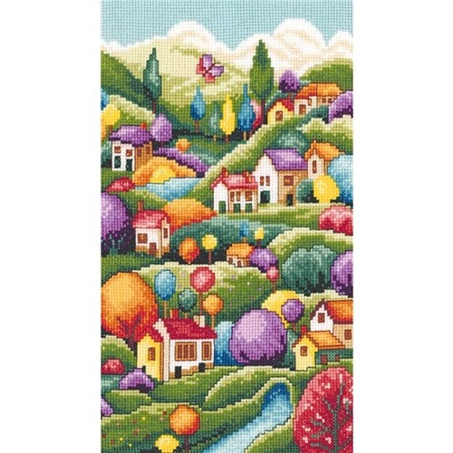 Cottage landscape cross stitch - cottage,