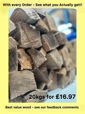 Kiln Dried Ready To Burn Hardwood Fire Logs Oak, Ash,  Birch - 20Kgs 60L Bag 