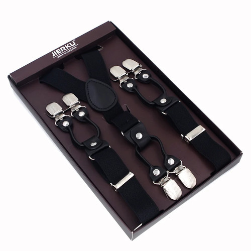 Mens black leather suspenders - mens,
