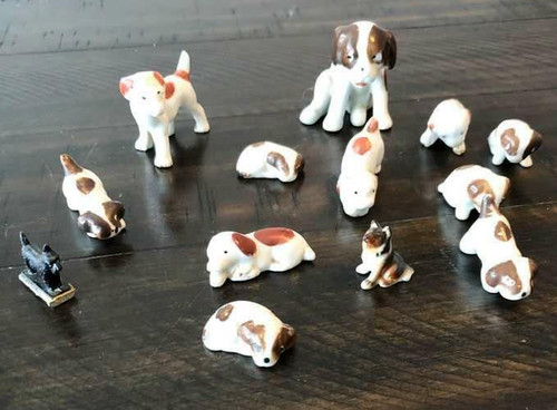Miniature ceramic dog figurine - miniature,