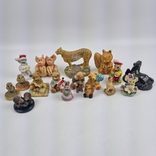 Bundle of Animal Figurines Ornaments Mixed Lot Bears Pigs Dogs Cats Horse Decor