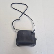 PIA Crossbody Bag Leather Navy Blue Women's Zip Closure Casual Style