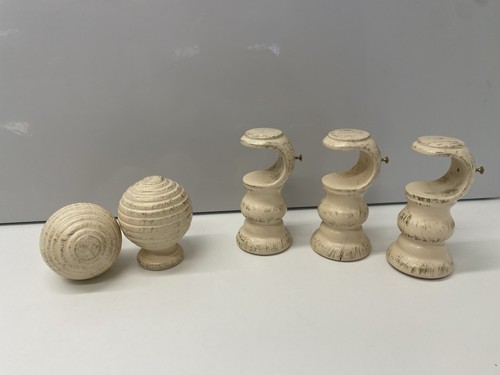 Cream wooden curtain pole - cream,