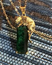 Vintage Style Jewellery Emerald Color gemstone Leopard Necklace 18K Gold Plated