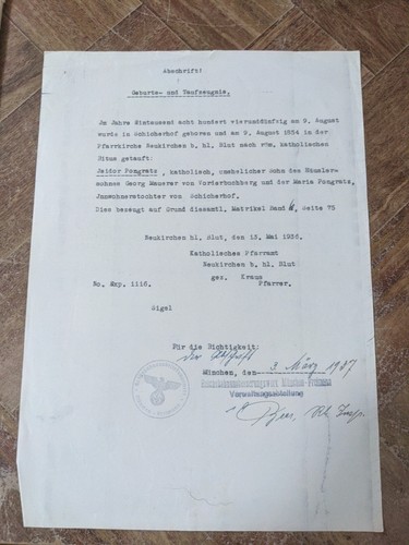 Original german document - german, 1937