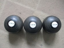 Set of 3 JACKFINDER JAQUES LONDON SIZE 4 Black Lawn Bowls BIAS 3 good condition