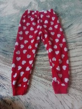 Girls Children's Red White Love Heart Fluffy Pyjama Trousers Bottoms- 4 To 5...